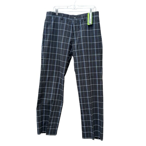 Izod Mens Xtreme Function Golf Pants 34x32 Plaid Flat-Front Stretch Performance - Picture 1 of 8
